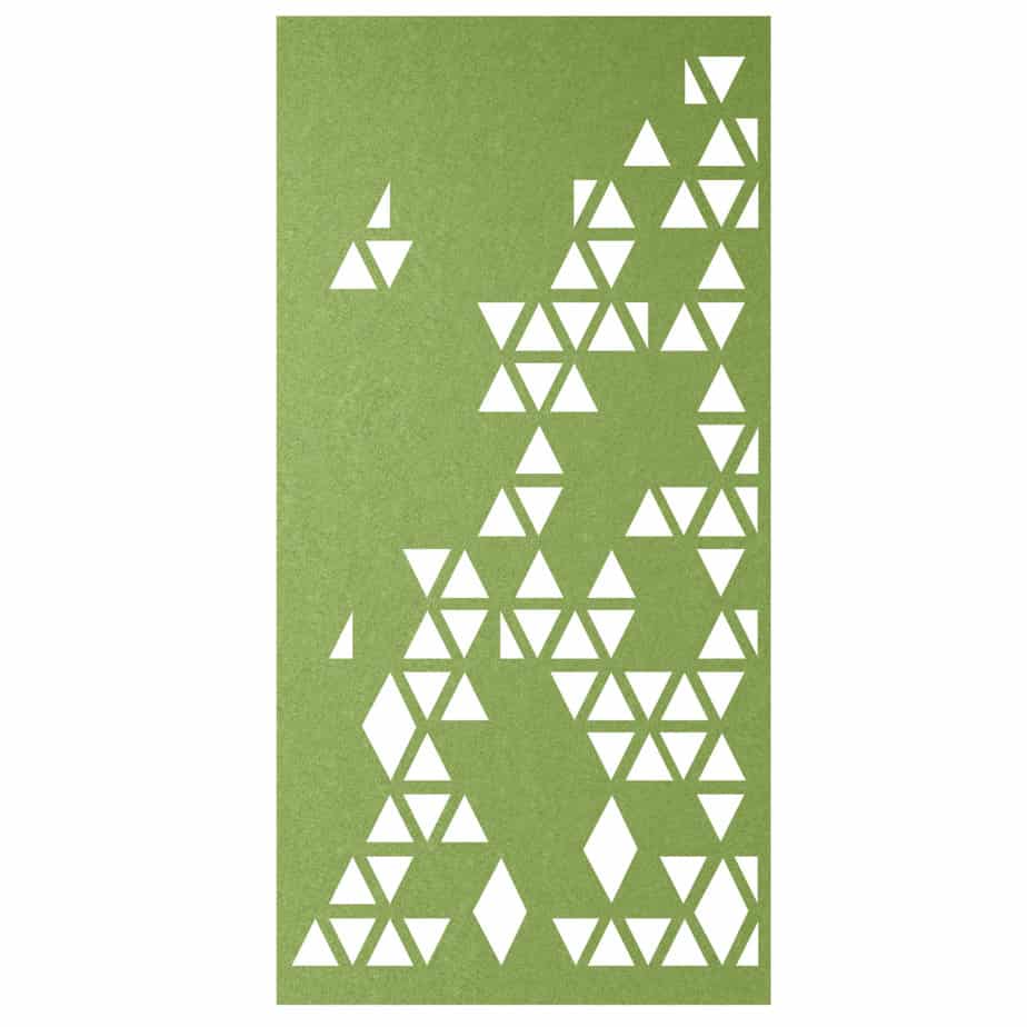 Hanging acoustic room divider in lime felt
