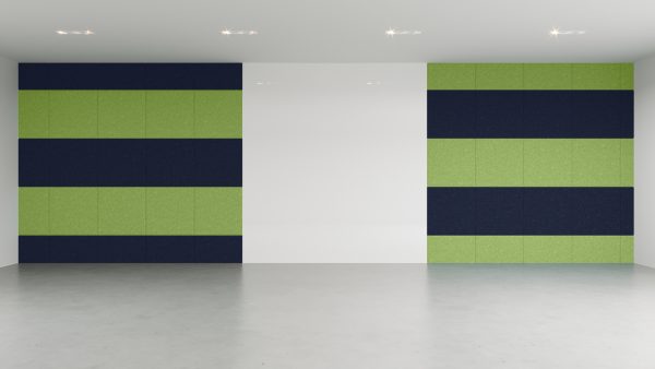 Lime and Navy Square acoustic wall tiles